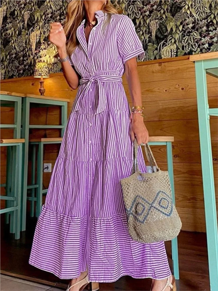 Janice | Elegantes gestreiftes Maxikleid
