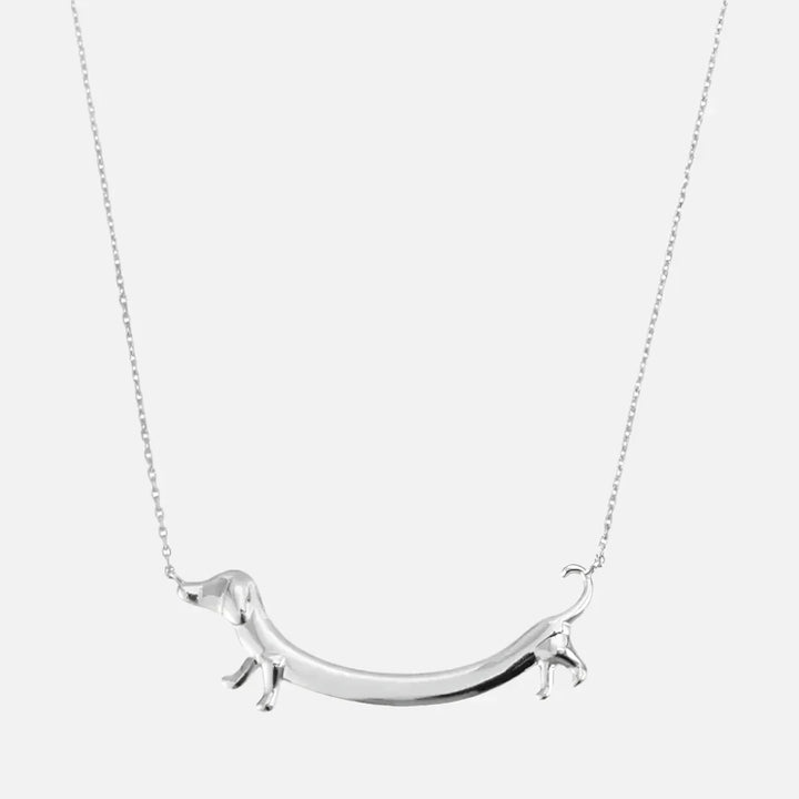 LILOU – Dackel-Halskette aus Silber und Gold