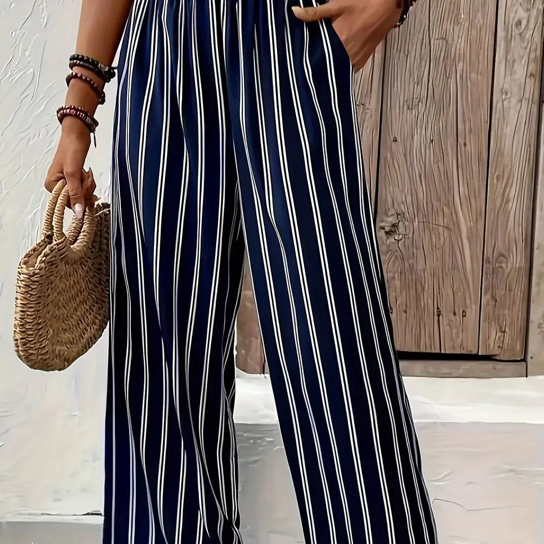 Abby | Elegante gestreifte Hose mit weitem Schnitt