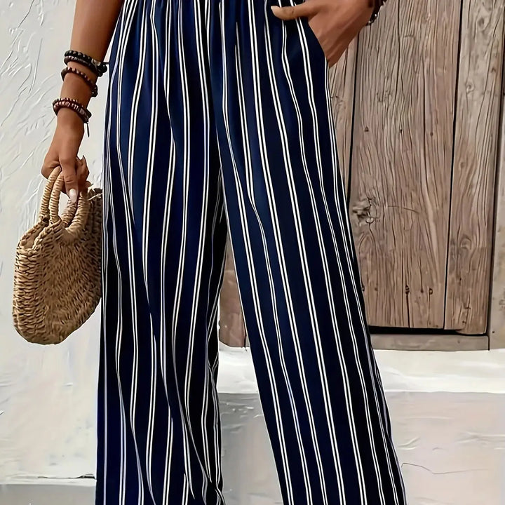 Abby | Elegante gestreifte Hose mit weitem Schnitt