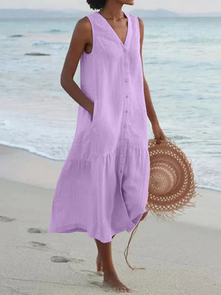 Cavell™ – Ärmelloses Sommerkleid mit Knopfdetail