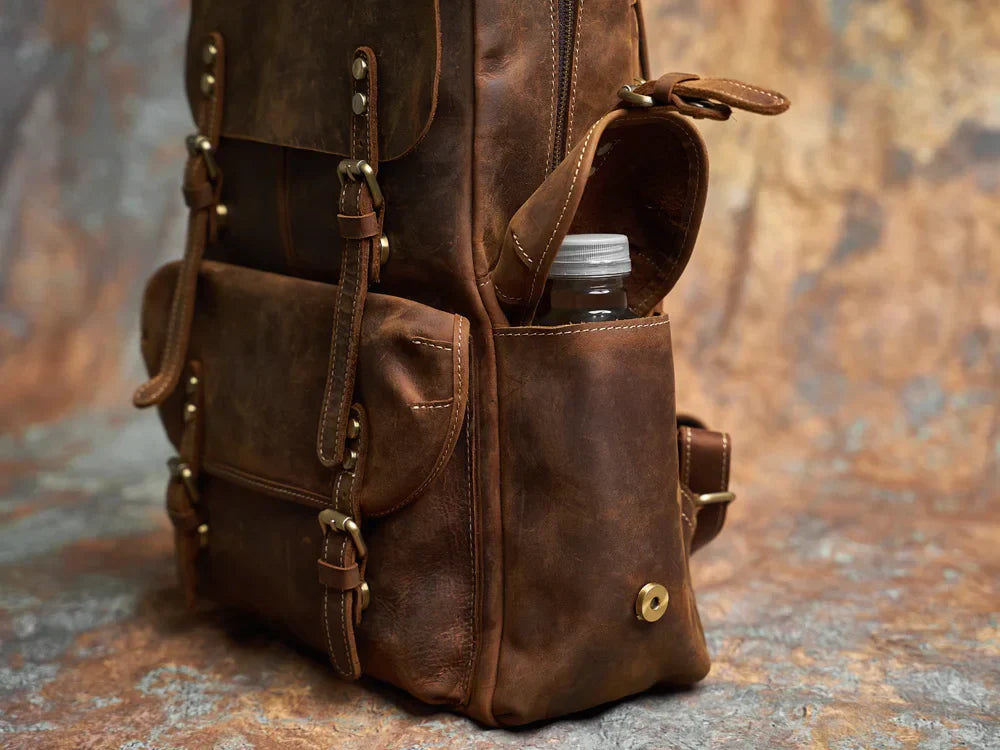 Robuster Echtleder-Reiserucksack in Braun | Großer Rucksack
