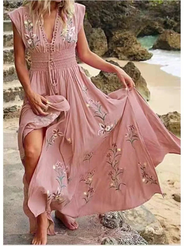 Zora | Besticktes Maxi-Kleid