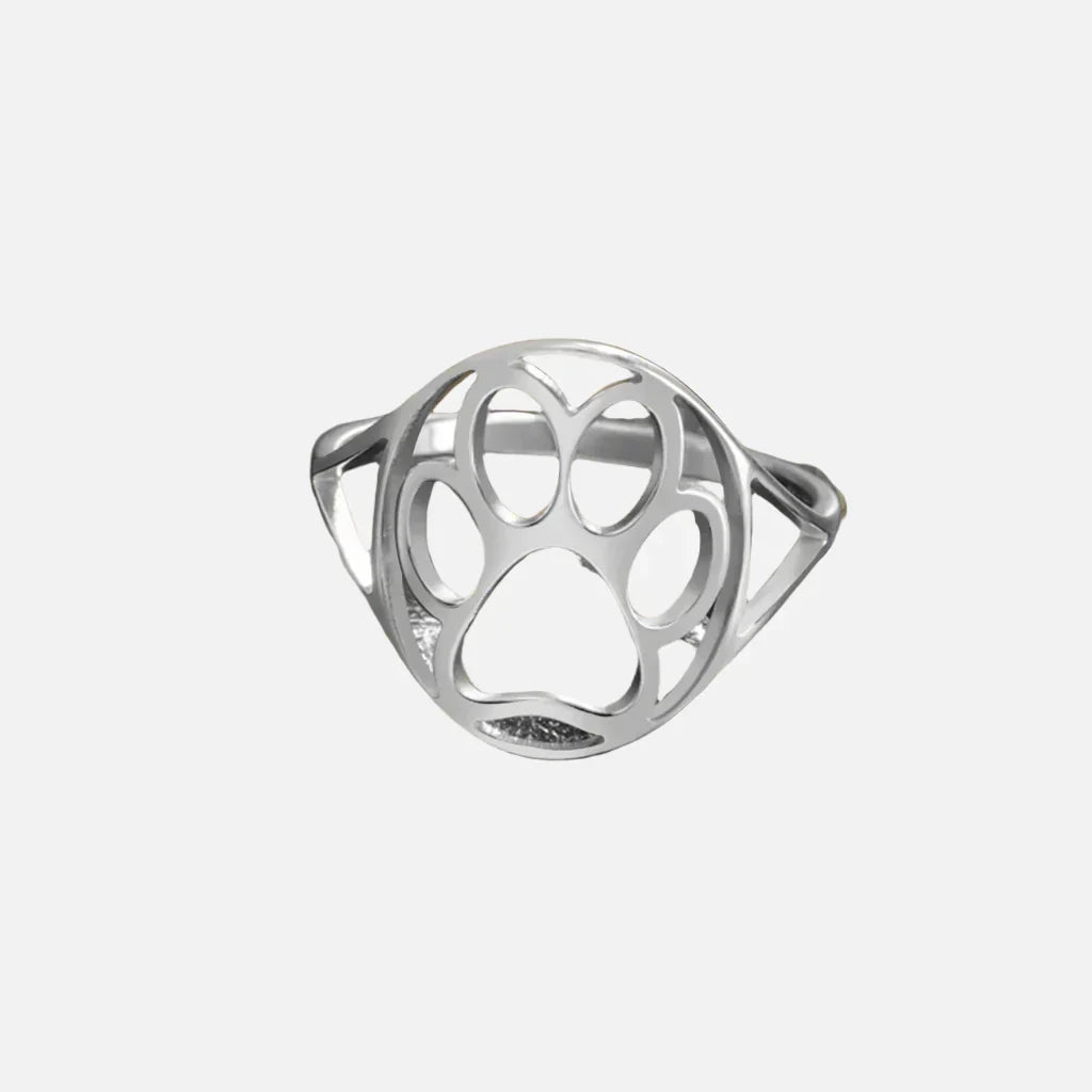 PAWLA – Offener Ring aus Gold und Silber mit Pfoten-Design