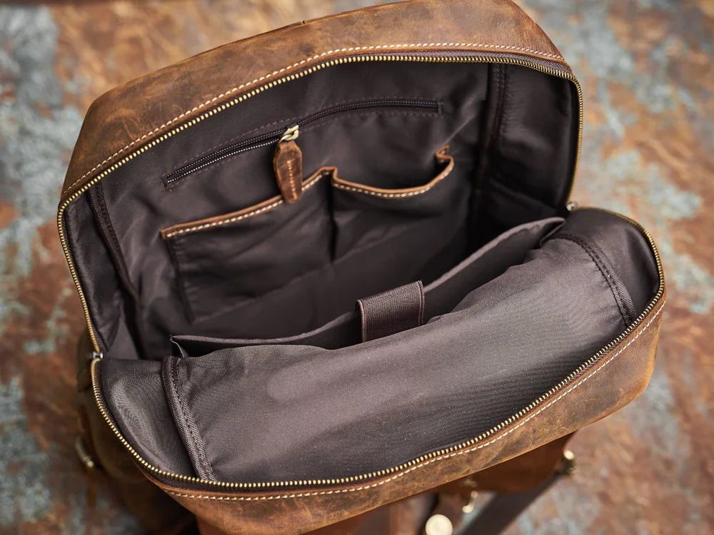 Robuster Echtleder-Reiserucksack in Braun | Großer Rucksack