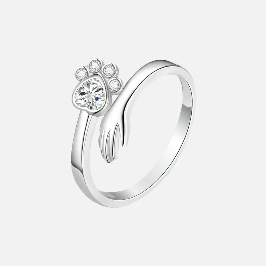 MARA – Verstellbarer 925er Silberring mit Hand-und-Pfote-Design