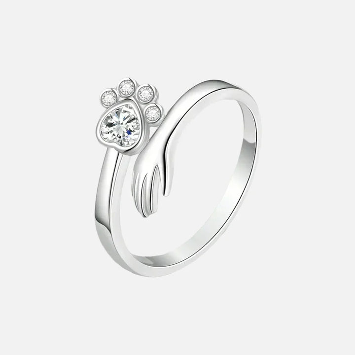 MARA – Verstellbarer 925er Silberring mit Hand-und-Pfote-Design