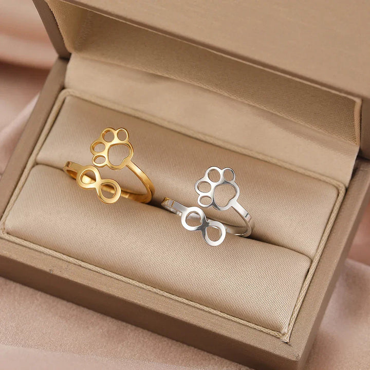 AYLA – Anello Infinity Verstellbarer in argento e oro"

 Riscritto: "AYLA – Anpassbarer Infinity-Pfotenring in argento e oro