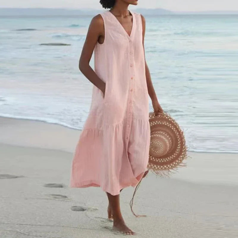 Cavell™ – Ärmelloses Sommerkleid mit Knopfdetail
