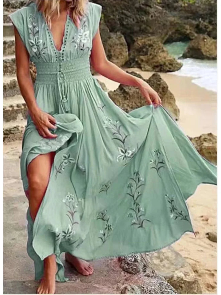 Zora | Besticktes Maxi-Kleid