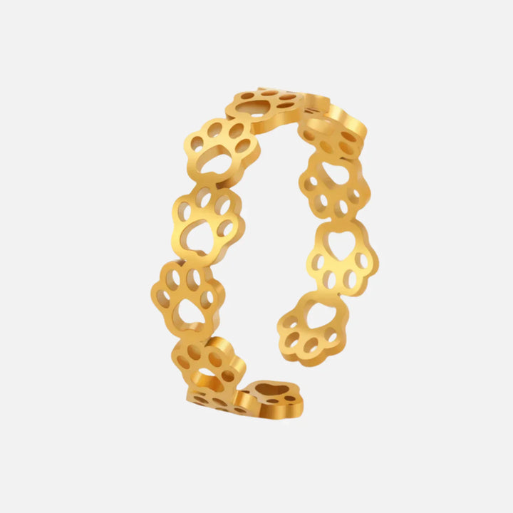 OVA – Verstellbarer Ring mit Pfotenabdruck aus Silber und Gold
