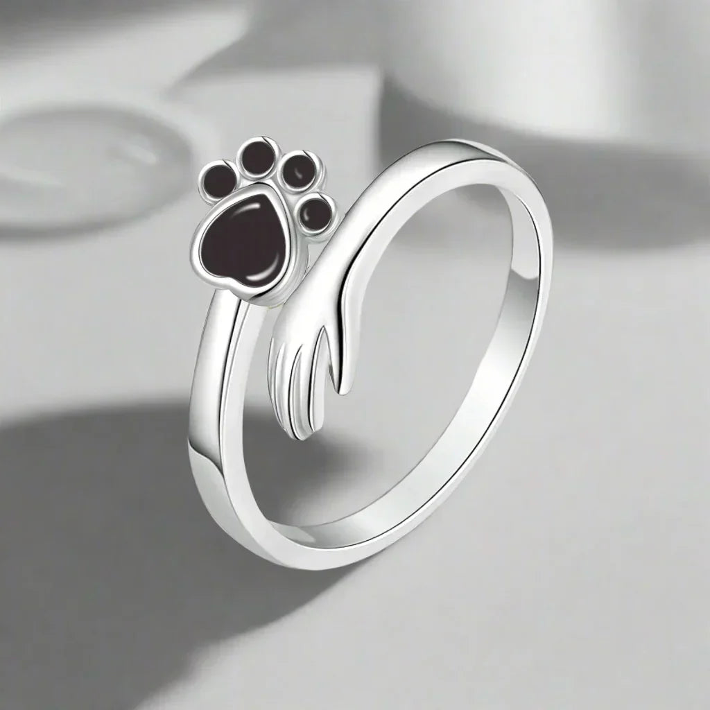 MARA – Verstellbarer 925er Silberring mit Hand-und-Pfote-Design