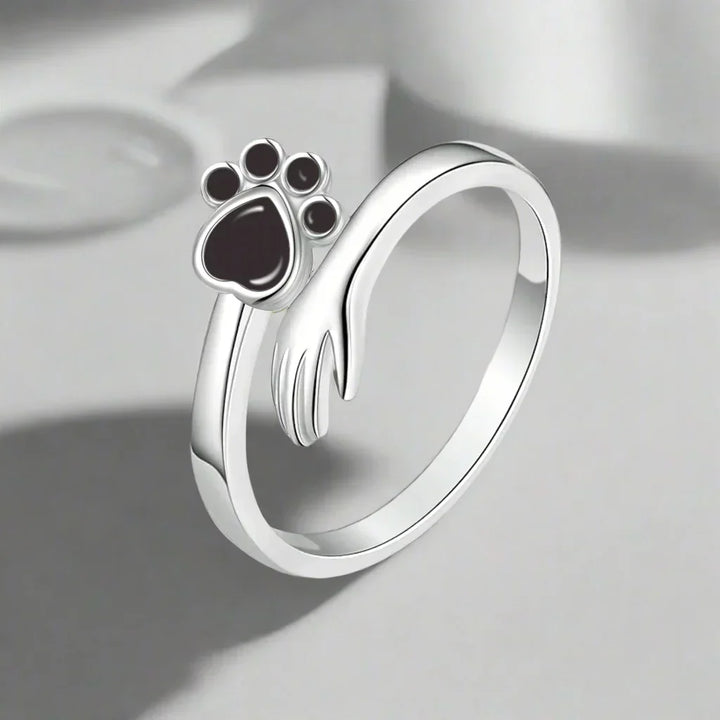 MARA – Verstellbarer 925er Silberring mit Hand-und-Pfote-Design