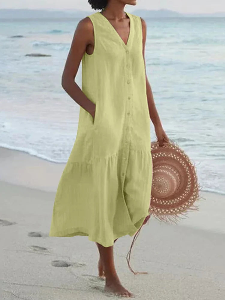 Cavell™ – Ärmelloses Sommerkleid mit Knopfdetail