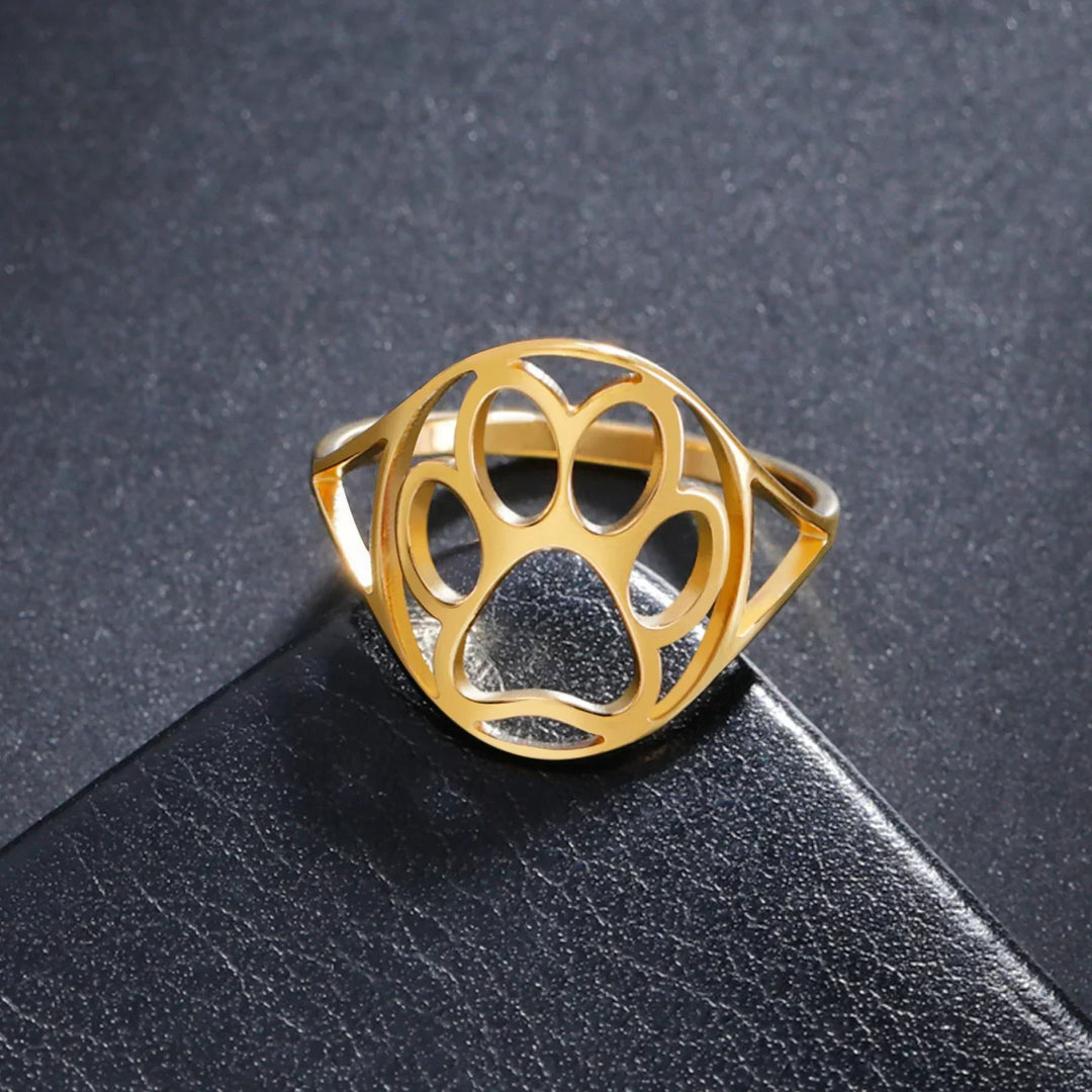 PAWLA – Offener Ring aus Gold und Silber mit Pfoten-Design