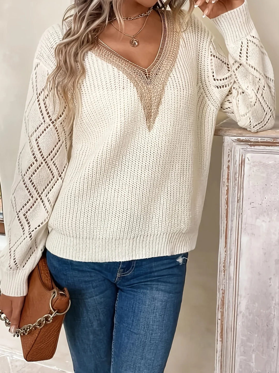 Elvira | Eleganter Pullover mit Spitzen-Details