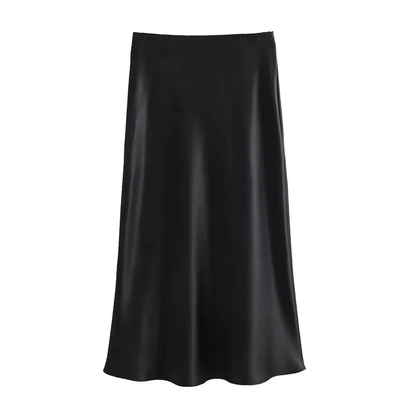Drew | Eleganter Satin-Midi-Rock mit zeitlosem Design