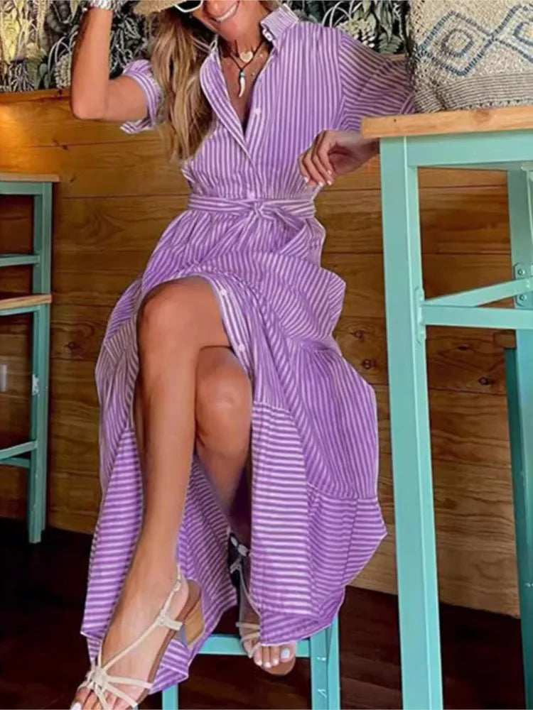 Janice | Stilvolles gestreiftes Maxikleid