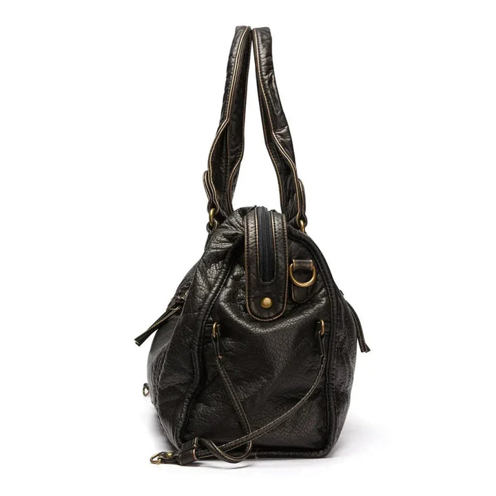 Stilvolle Vintage Schwarze Lederhandtasche