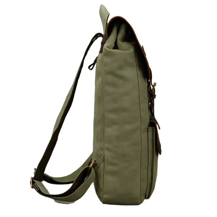 Authentischer Leder- und Canvas-Rucksack | Vintage College Laptop-Rucksack