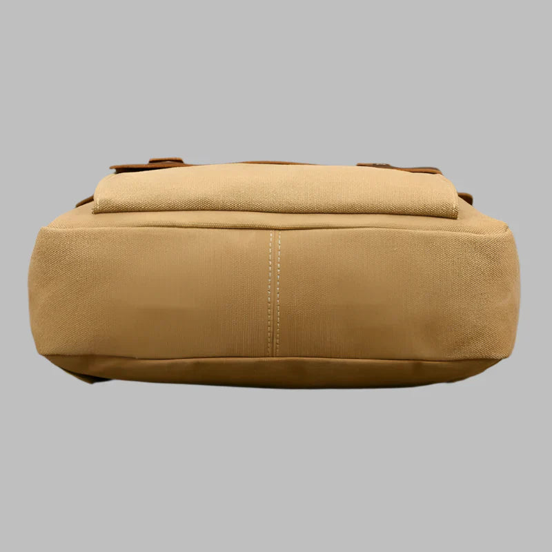 Authentischer Leder- und Canvas-Rucksack | Vintage College Laptop-Rucksack