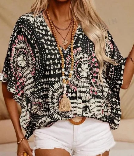 Ellaine | Boho-Bluse mit auffälligem Muster