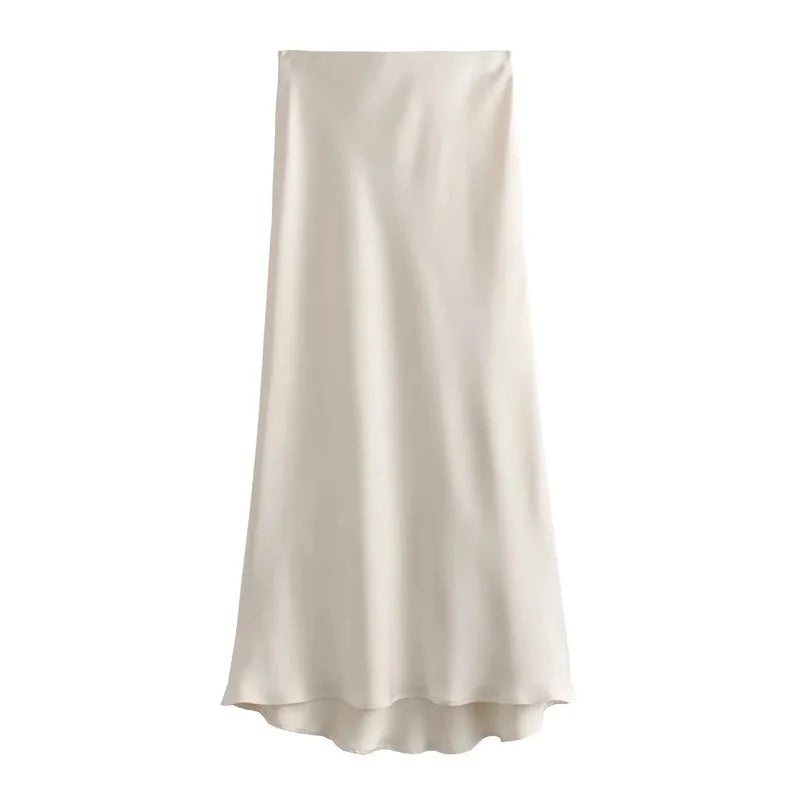 Drew | Eleganter Satin-Midi-Rock mit zeitlosem Design