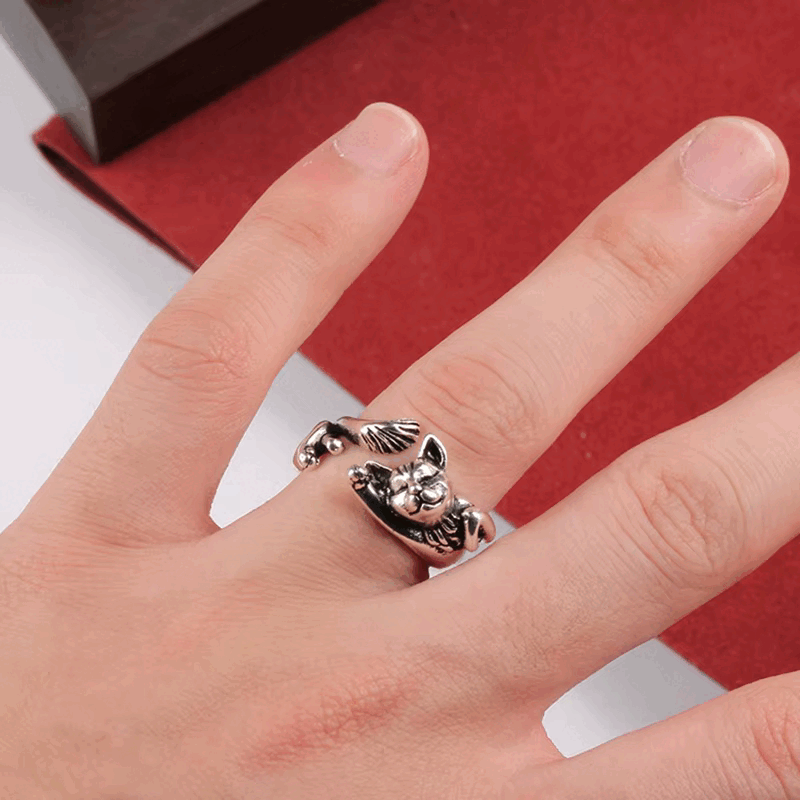 MIRELLE – Anello in argento vintage con motivo Katzen