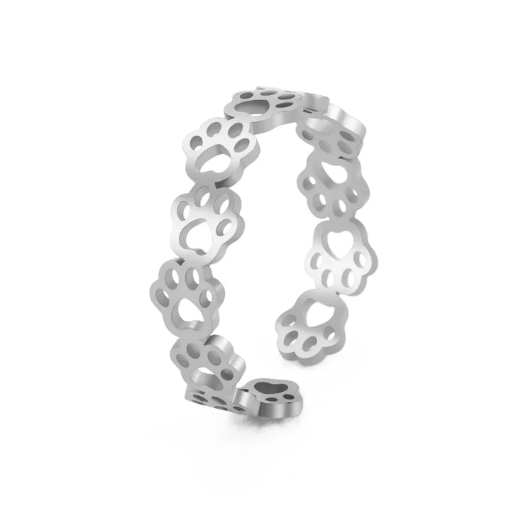 OVA – Verstellbarer Ring mit Pfotenabdruck aus Silber und Gold