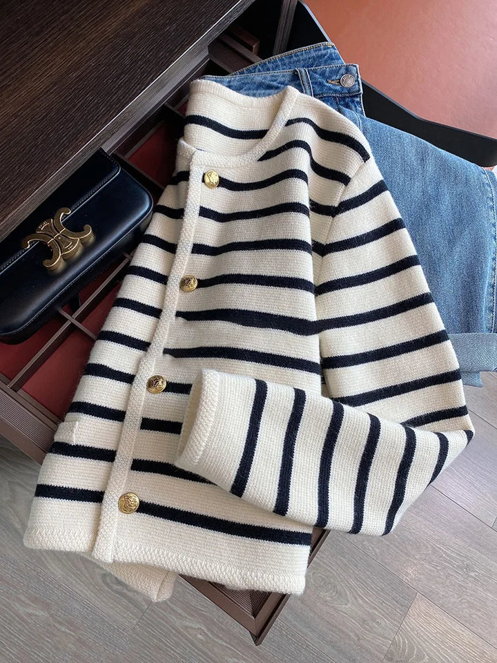 Sheryl | Zeitlos gestreifter Cardigan mit Knopfverschluss
