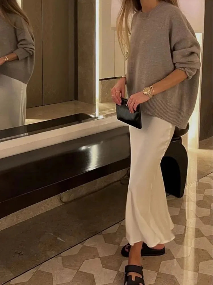 Drew | Eleganter Satin-Midi-Rock mit zeitlosem Design