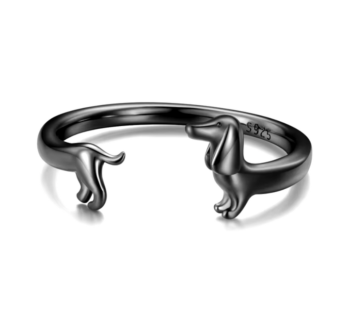 PEPI – Verstellbarer Wickelring mit Silber- und Gold-Dackelmotiv