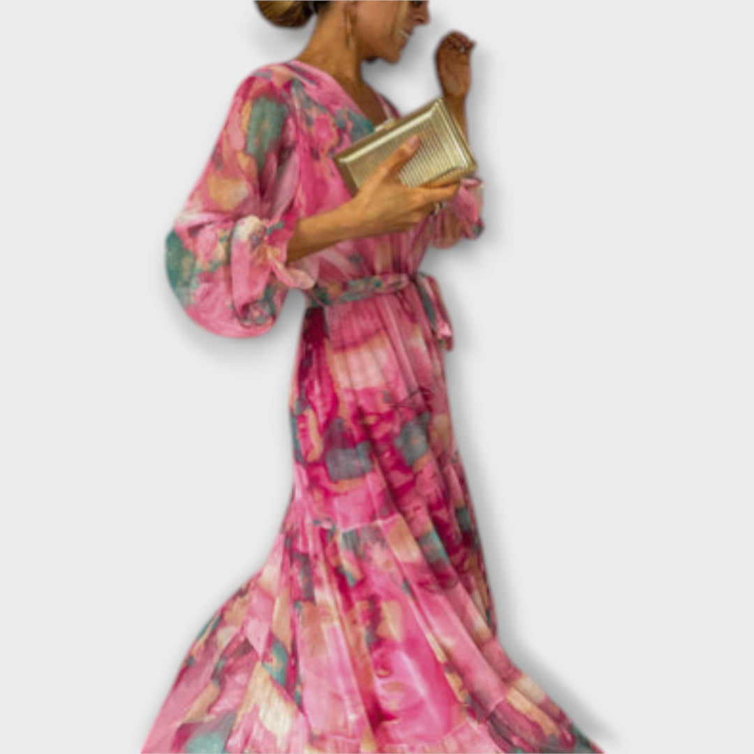 Evelyn – Aquarell-Print Kleid