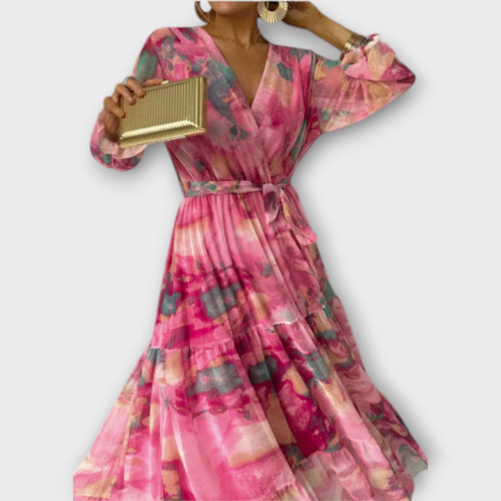 Evelyn – Aquarell-Print Kleid