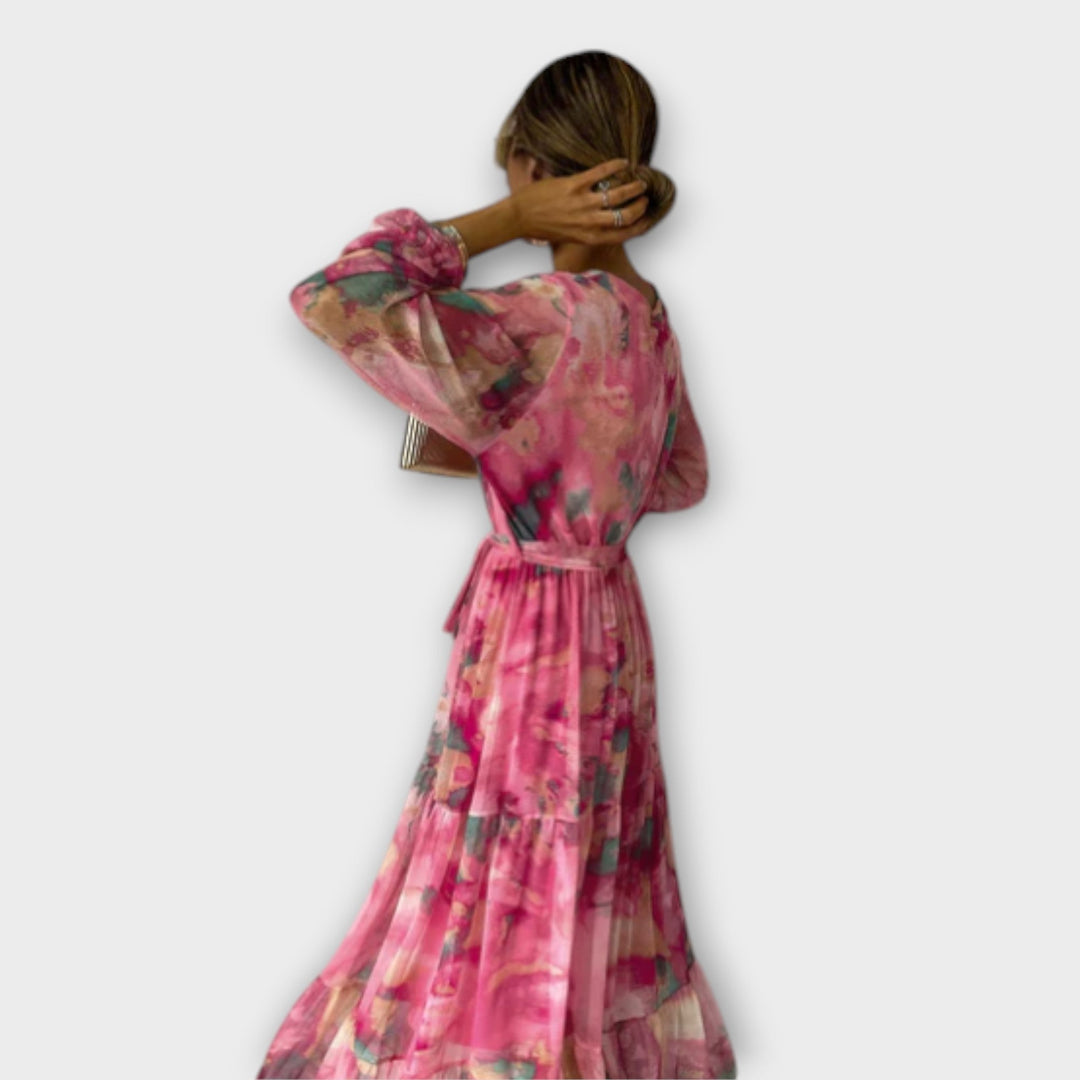 Evelyn – Aquarell-Print Kleid