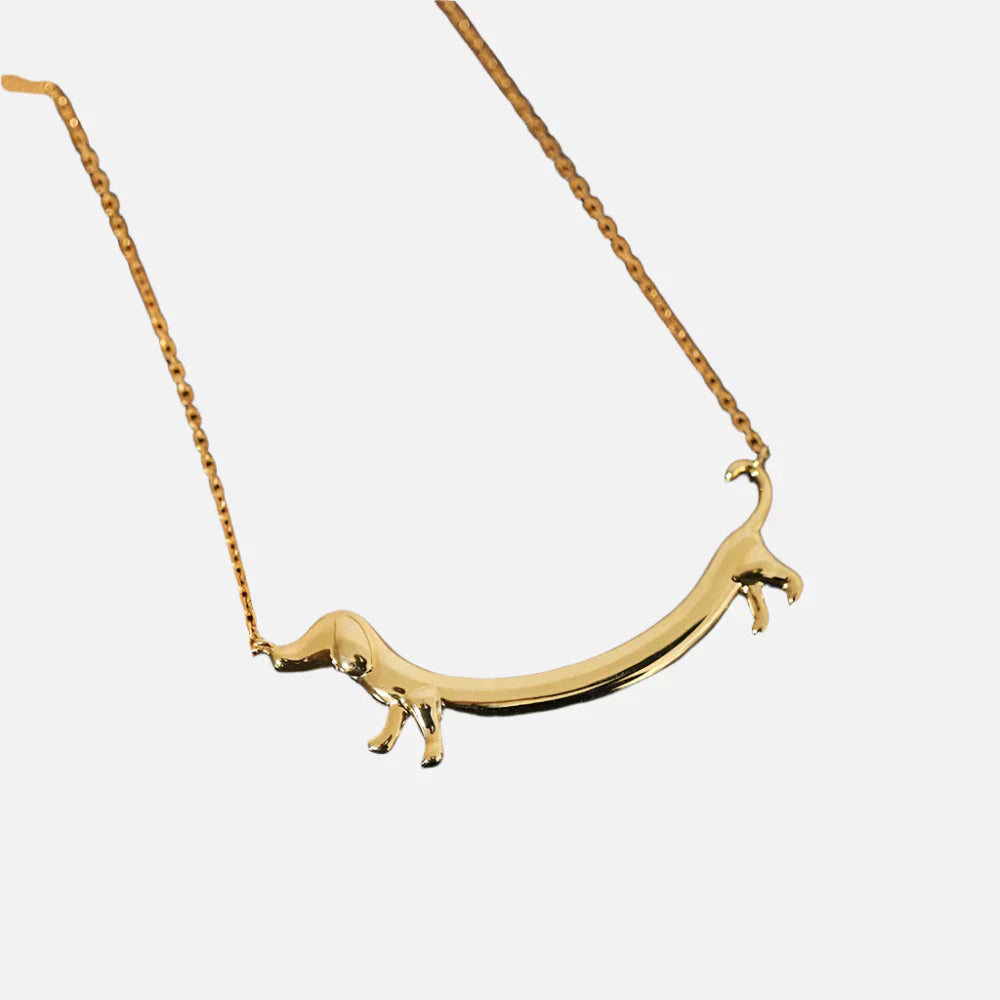 LILOU – Dackel-Halskette aus Silber und Gold