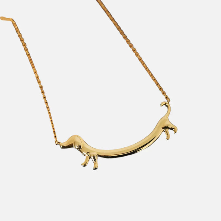 LILOU – Dackel-Halskette aus Silber und Gold
