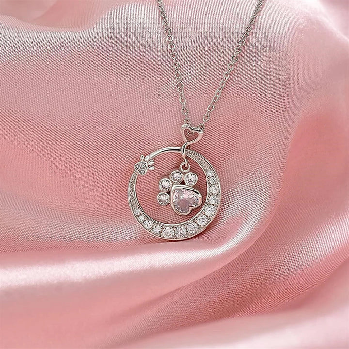 MALIA – Elegante Silber-Halskette mit zarten Pfoten und Zirkonia
