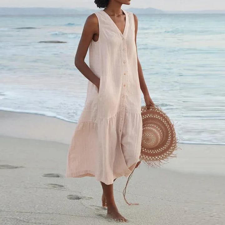 Cavell™ – Ärmelloses Sommerkleid mit Knopfdetail