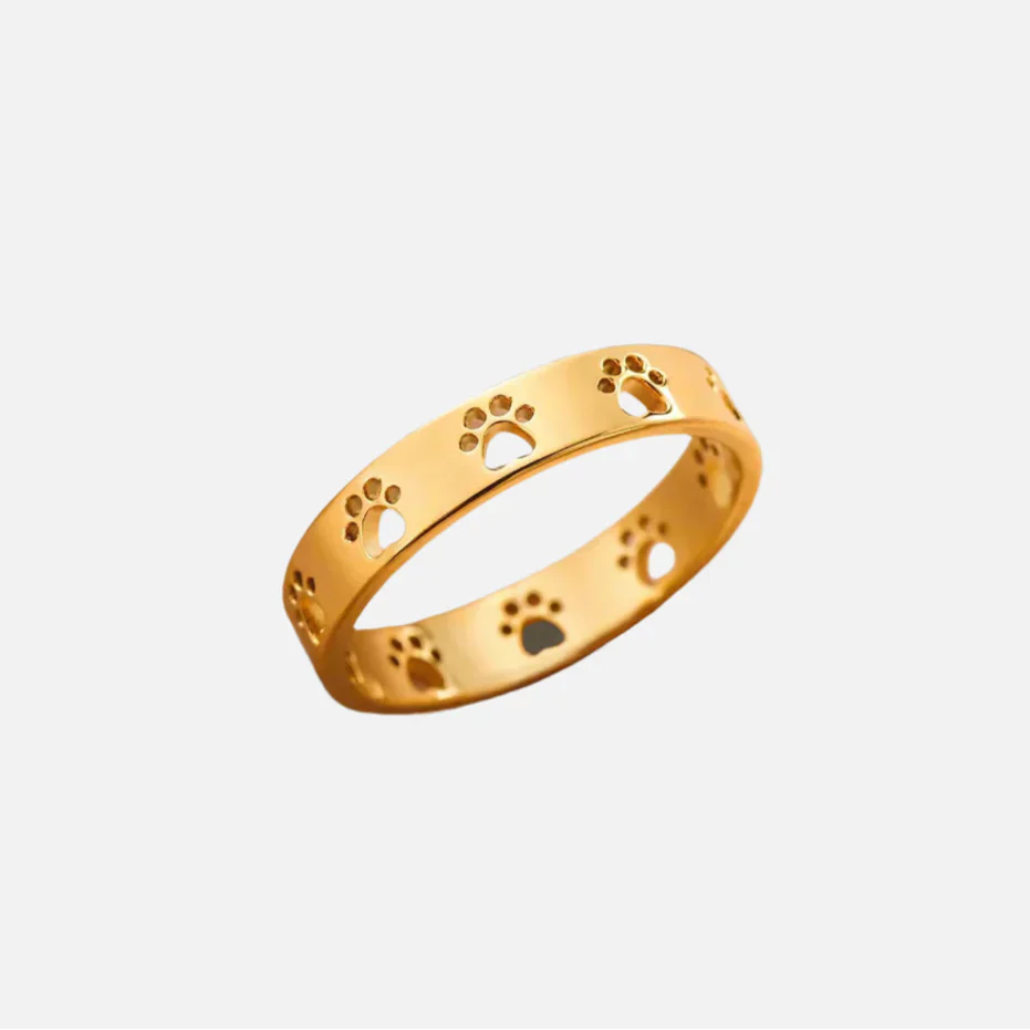 MIRAIE – Verstellbarer Pfotenabdruck-Ring aus Silber in Gold