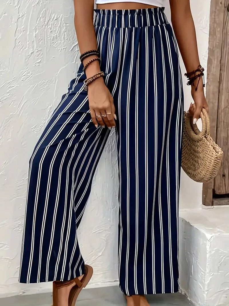 Abby | Elegante gestreifte Hose mit weitem Schnitt