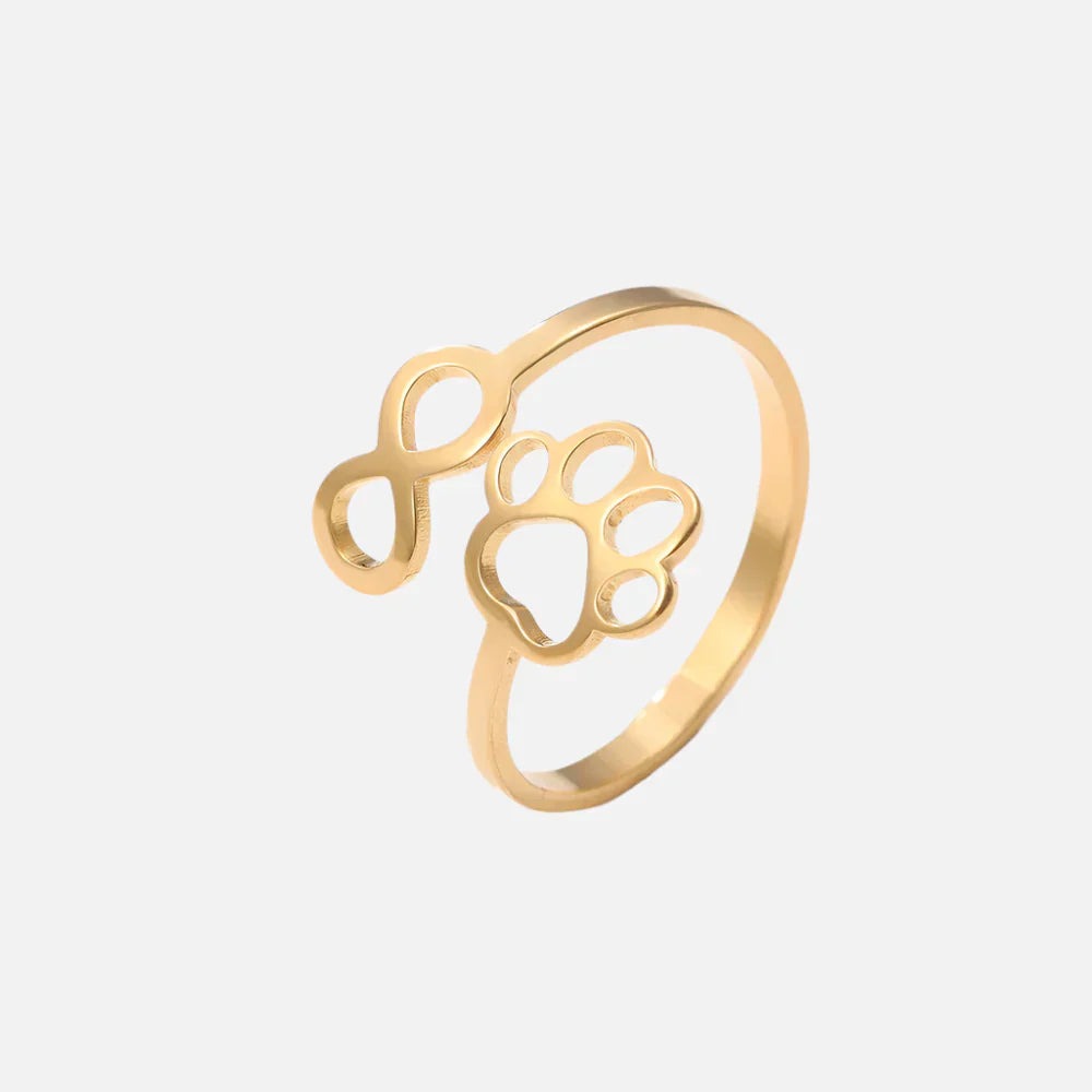 AYLA – Anello Infinity Verstellbarer in argento e oro"

 Riscritto: "AYLA – Anpassbarer Infinity-Pfotenring in argento e oro