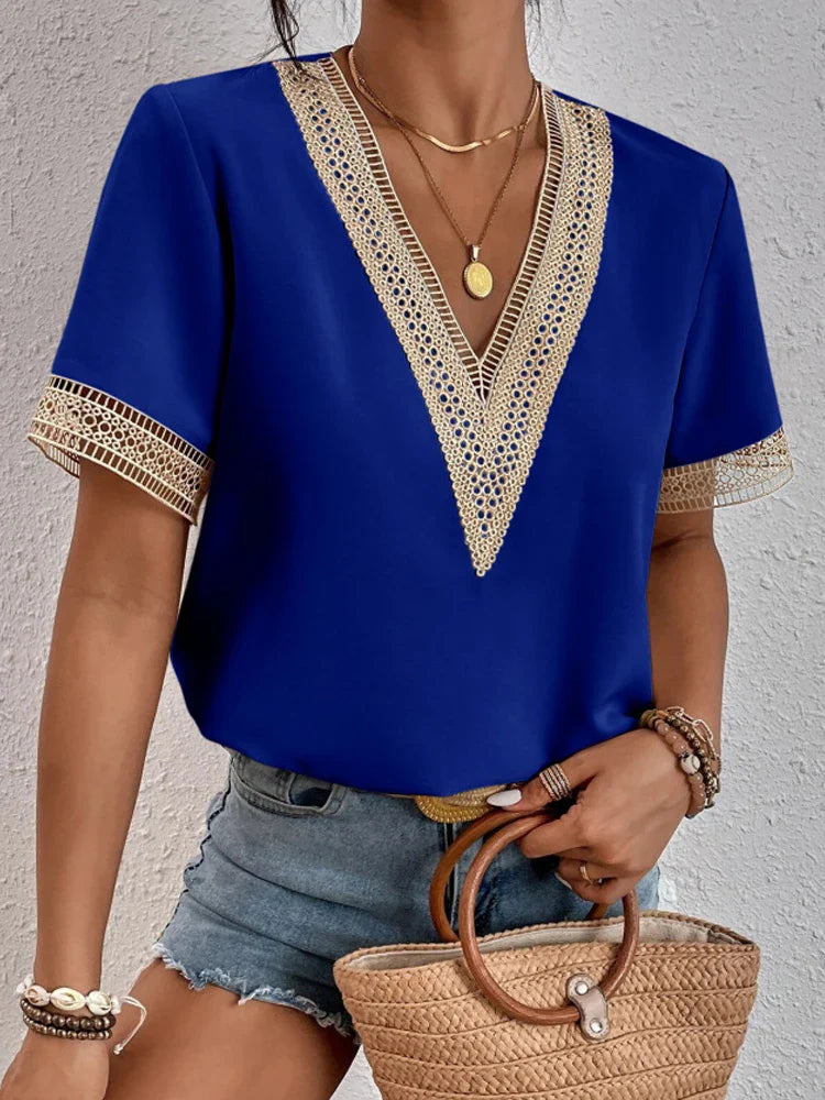 Davina | Elegante Bluse mit exquisiten Spitzenakzenten