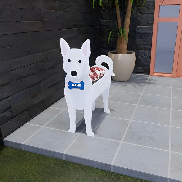 Blumentopf mit Schweizer Schäferhund-Motiv