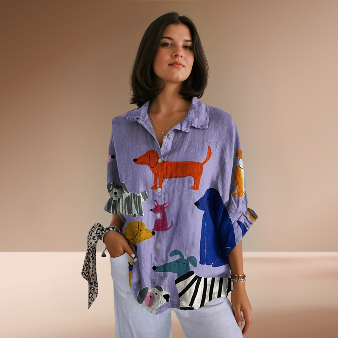 Sofie® | Blusa leggera con motivo witzigem Hunde