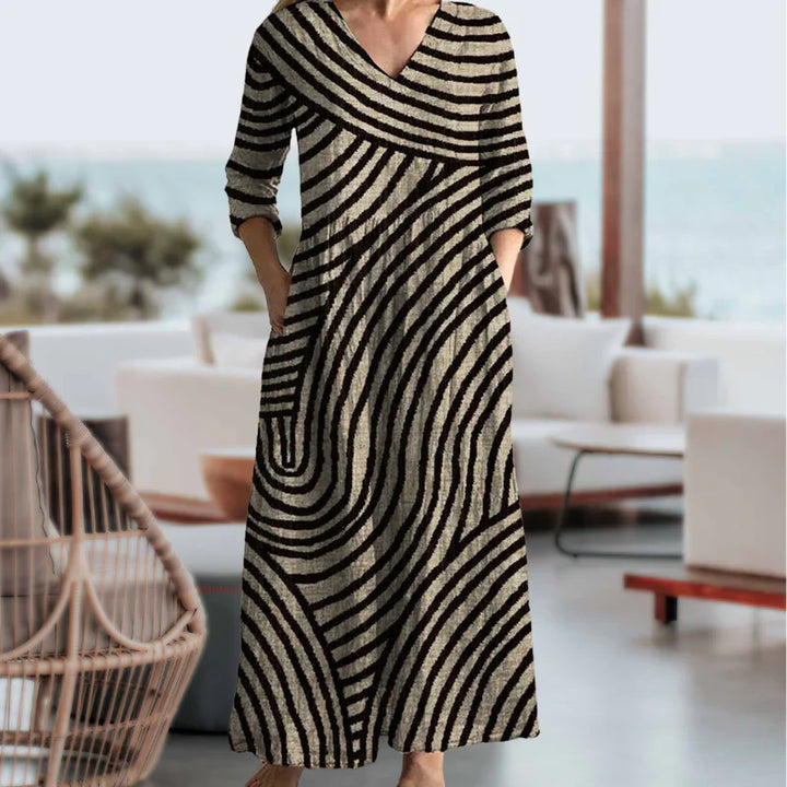 Kyla | Vintage Gestreiftes Maxikleid