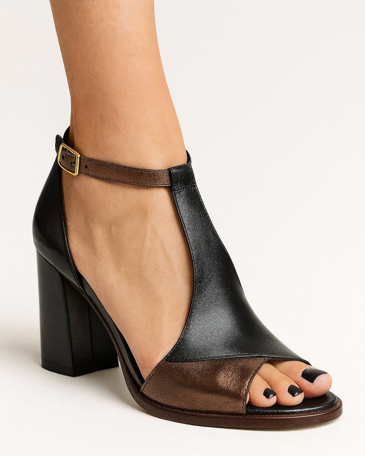 Fleur™ | Schwarze Peeptoe Sandalen