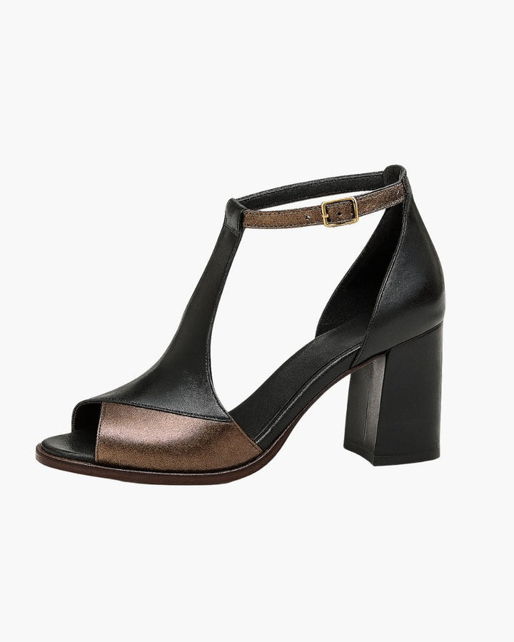 Fleur™ | Schwarze Peeptoe Sandalen