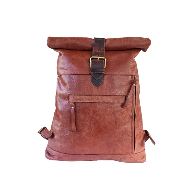 "Dunkelbrauner Leder-Rucksack" can be rewritten as "Brauner Leder-Rucksack in Dunkelton".