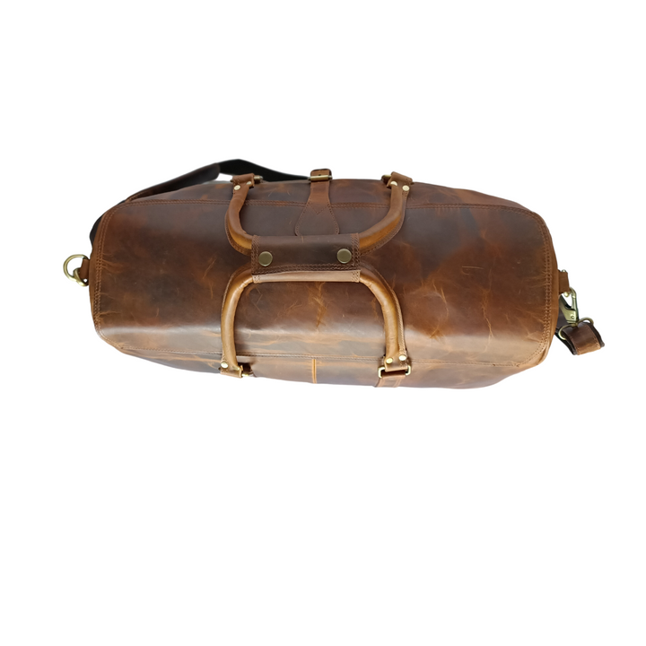 Beige Hartwachs-Reisetasche